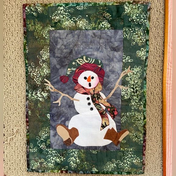 Christmas Winter Handmade Quilted Wall Hanging Snowman - Picture 1 of 2